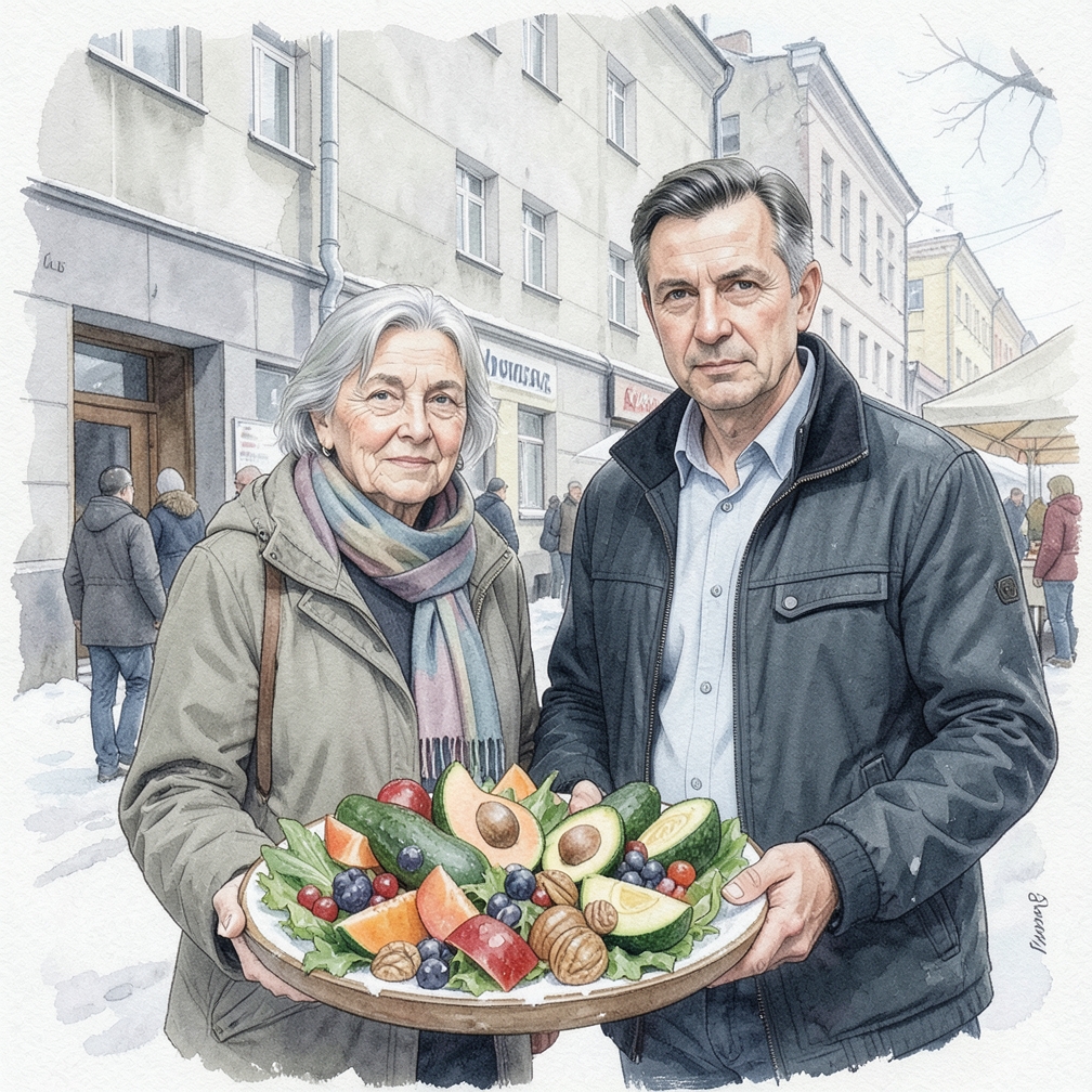 Салат с мелоном пепино, авокадо и орехами
