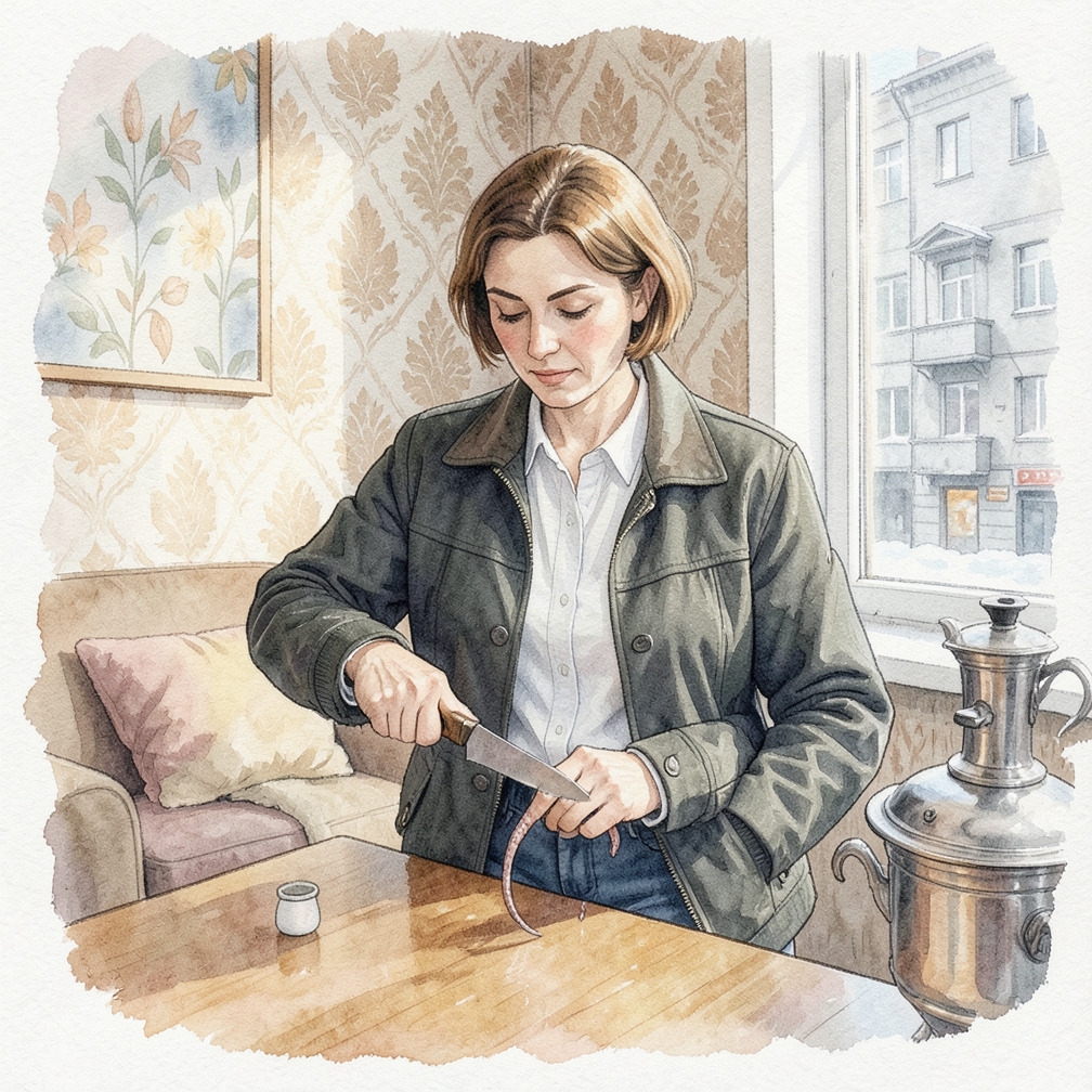 Отделите щупальца от тела кальмара